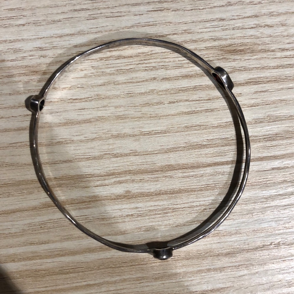 Silver bangle bracelet with gemstones